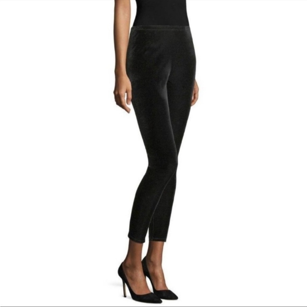 Eileen Fisher black velvet leggings festive winter size small